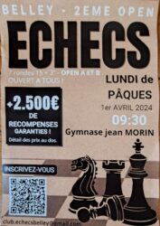 Belley : Tournoi d’Echecs le 1er Avril