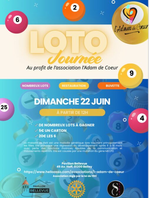 Loto solidaire à Belley : Le pavillon Bellevue et Blue Radio® Pays de l’Ain soutiennent l’association « L’Adam de coeur ».