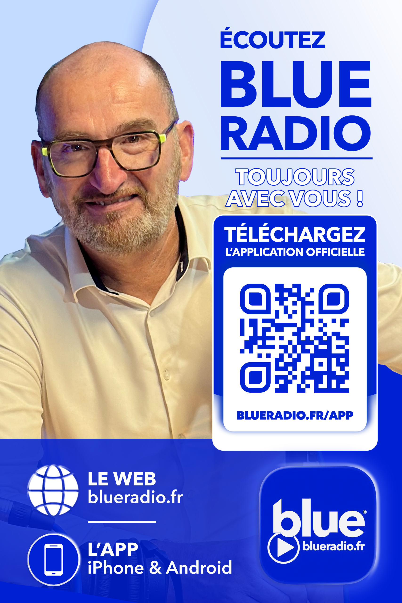 Jean-Christophe André sur Blue Radio - Campagne publicitaire - Affiche publicitaire - Publicité